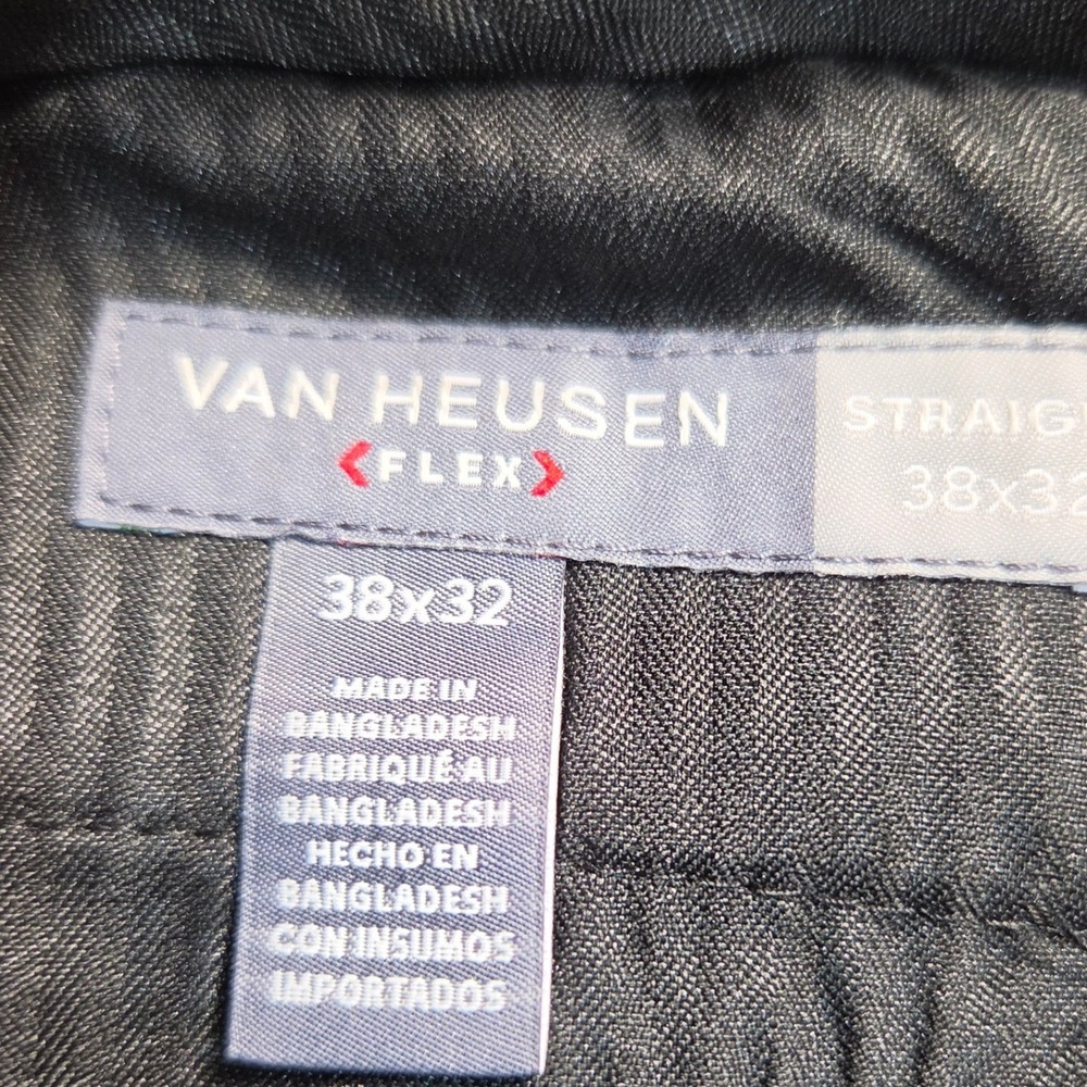 Van Heusen Flex Straight Fit 38x32 Men's Stretch Non-Iron Dress Pants Black - Picture 6 of 7